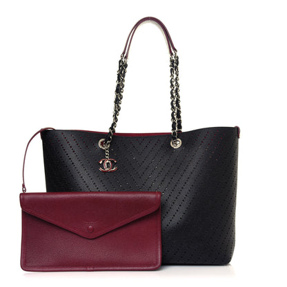 Chanel Perforated Grained Calfskin Large Shopping Tote Black 1 of 13