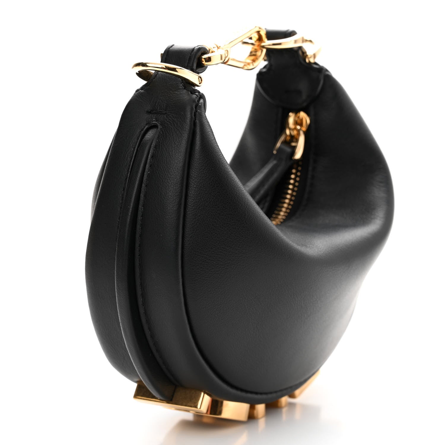Fendi Vitello Grace Matte Nano Fendigraphy Hobo Charm Black 3 of 11