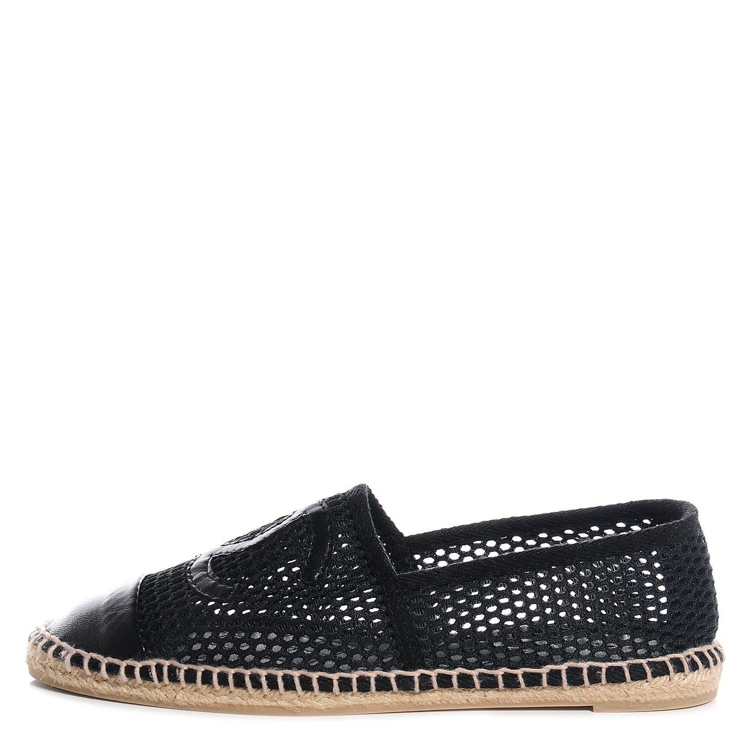 Mesh Lambskin Espadrilles 38 Black