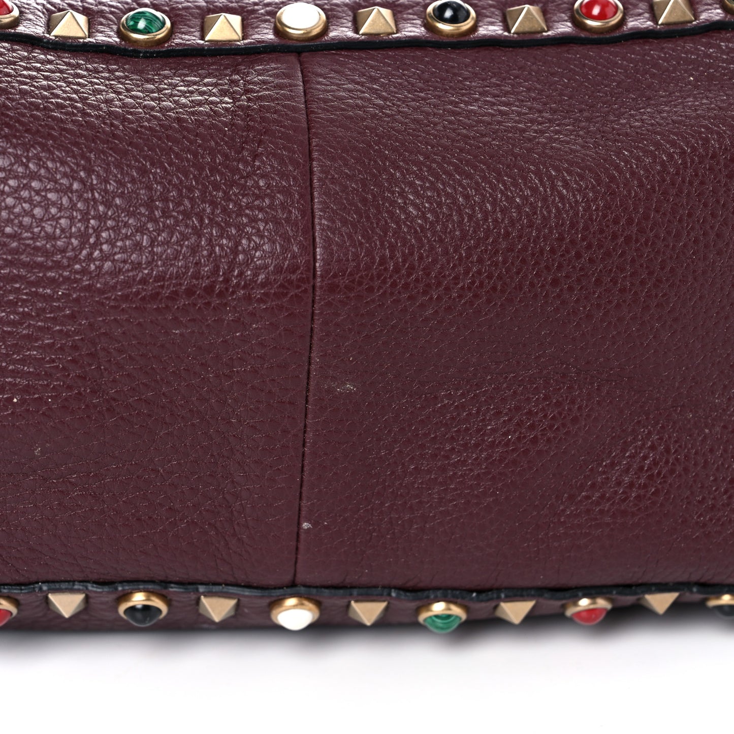 Stampa Alce Calfskin Medium Guitar Strap Rockstud Rolling Reversible Tote Light Cuir Rubin