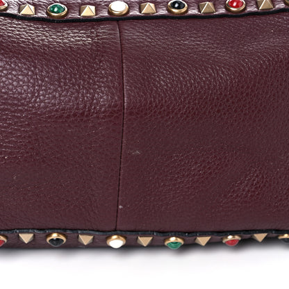 Valentino Garavani Stampa Alce Calfskin Medium Guitar Strap Rockstud Rolling Reversible Tote Light Cuir Rubin 22 of 29