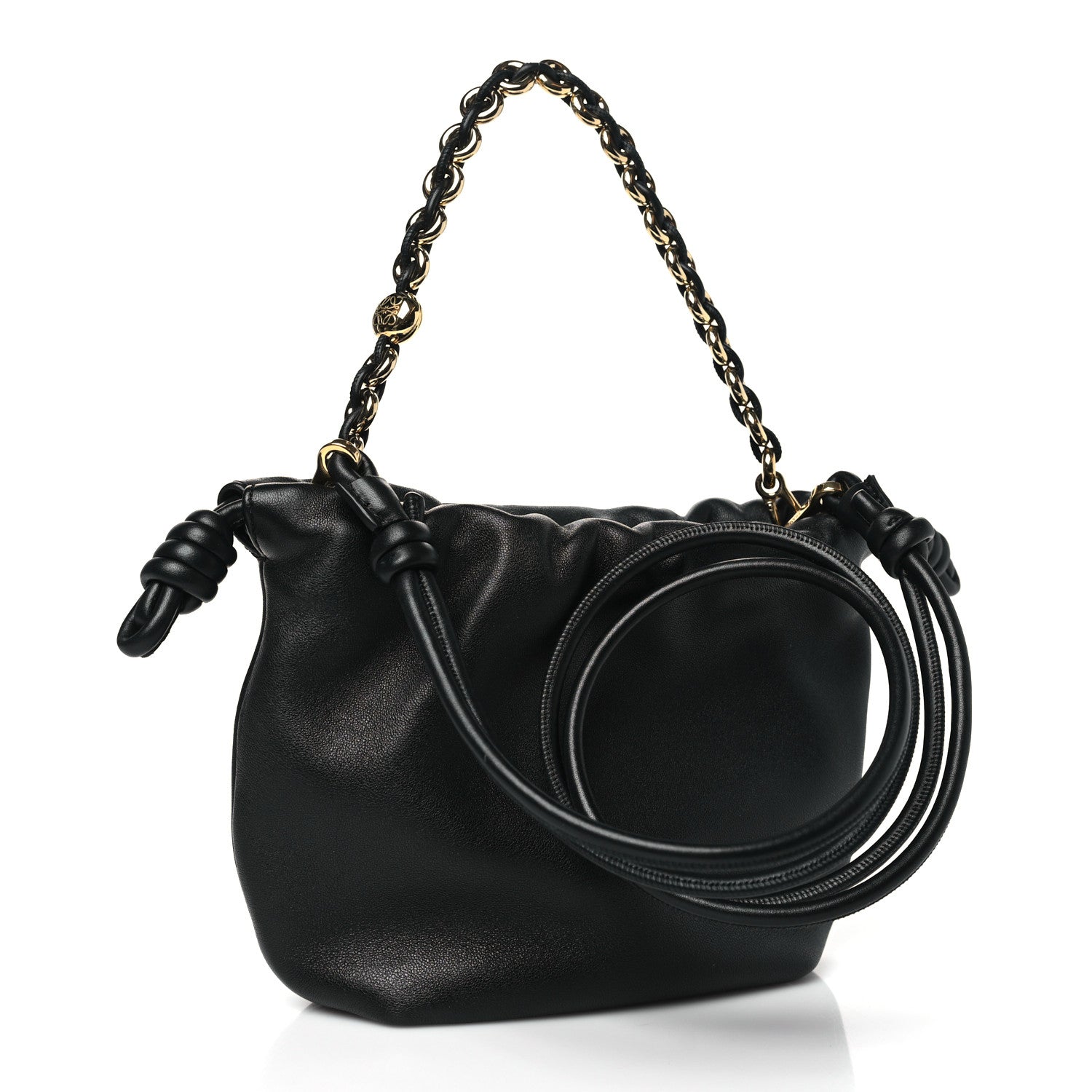 Loewe Nappa Calfskin Mini Flamenco Knot Clutch With Chain Black 3 of 10