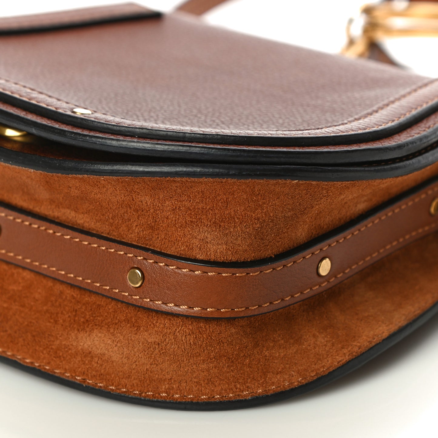 Calfskin Suede Small Nile Bracelet Bag Caramel