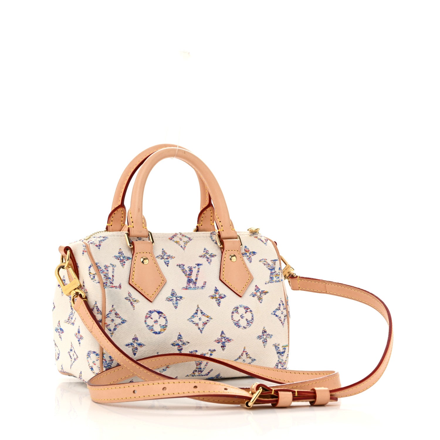 Louis Vuitton Monogram Jacquard Fabric Speedy Bandouliere 20 Multicolor Beige 3 of 11