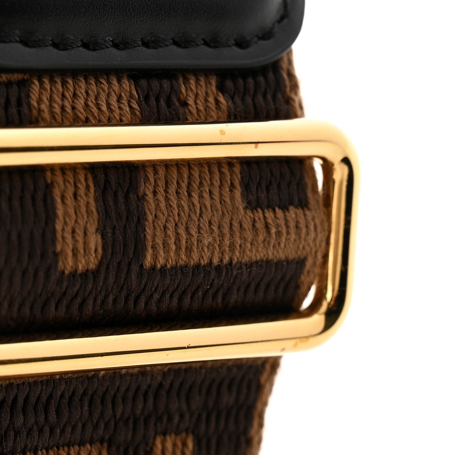 Fendi Jacquard Ribbon Vitello King FF Adjustable Strap You Fango Marrone Black 5 of 5