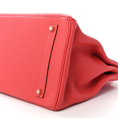 Hermes Taurillon Clemence Birkin 35 Rouge Pivoine 9 of 9