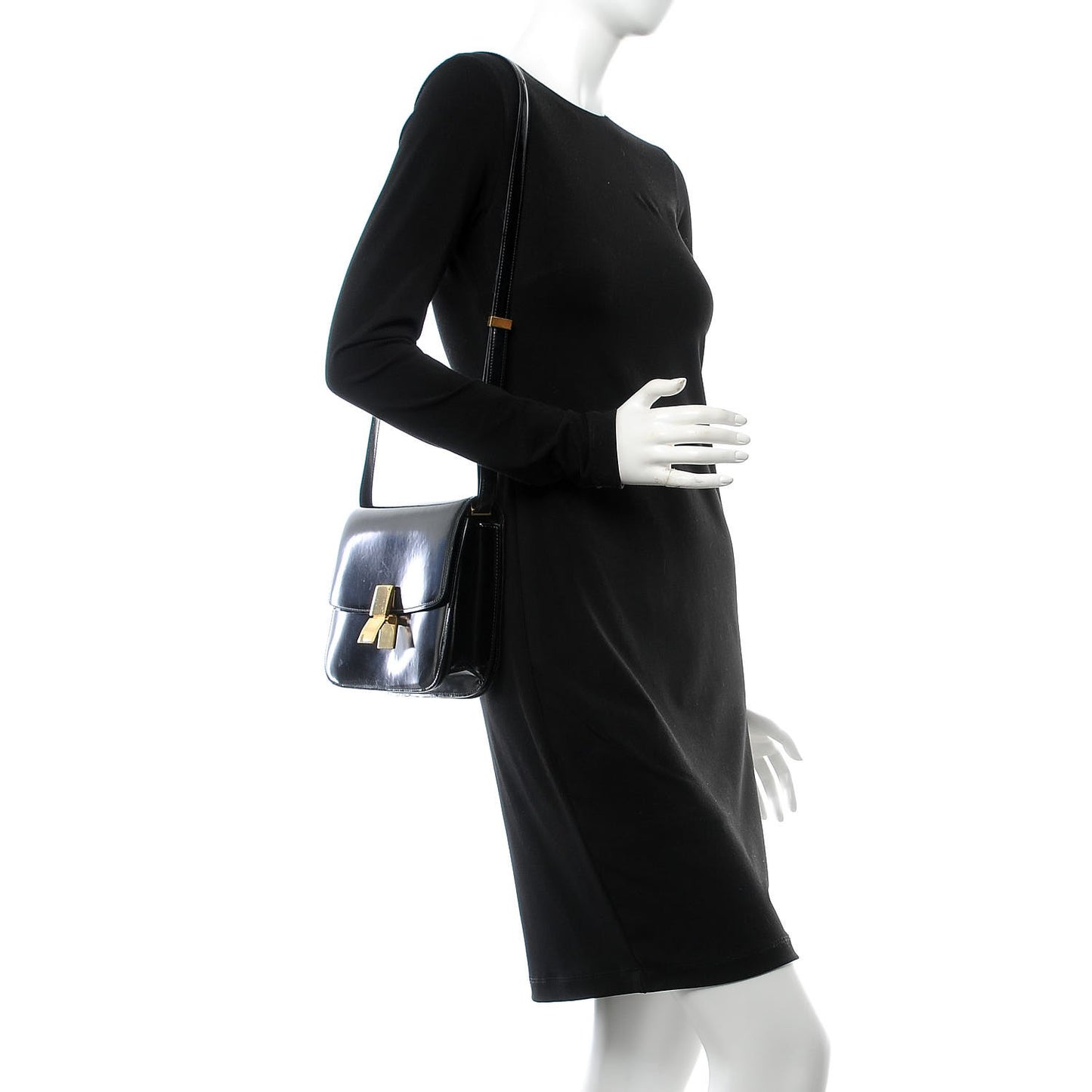 Spazzolato Calfskin Medium Classic Box Flap Bag Black