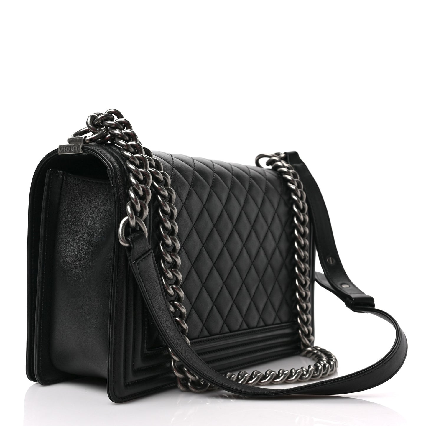 Calfskin Quilted New Medium Boy Flap Black