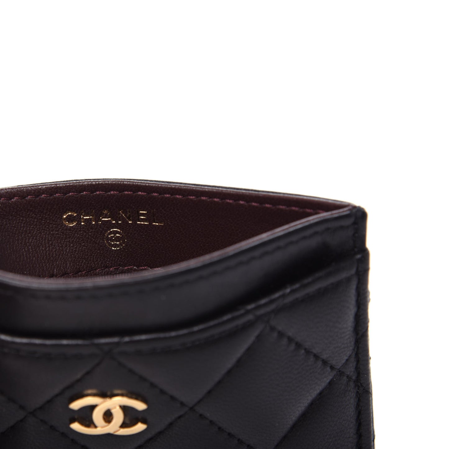 Lambskin Quilted Card Holder Black