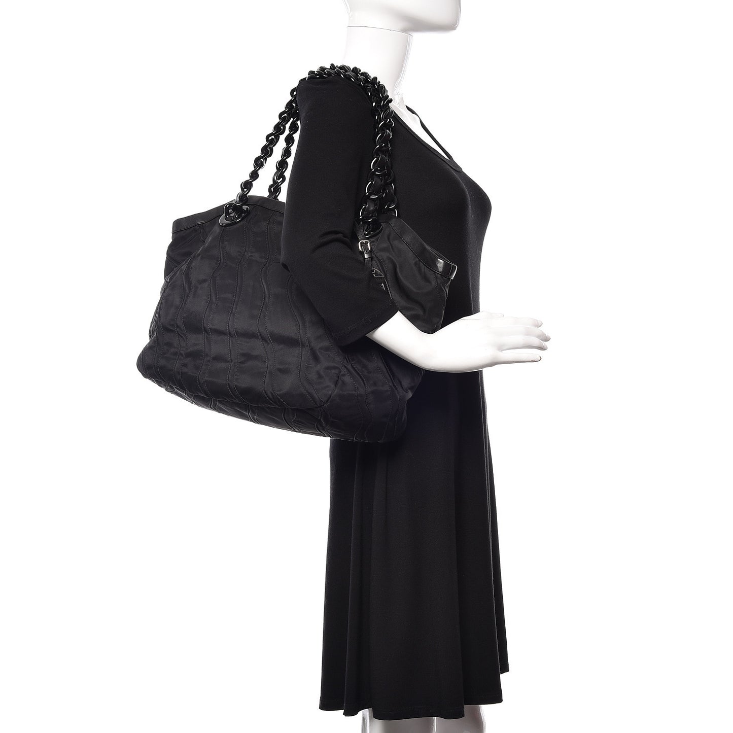 Tessuto Nylon Stripes Tote Black