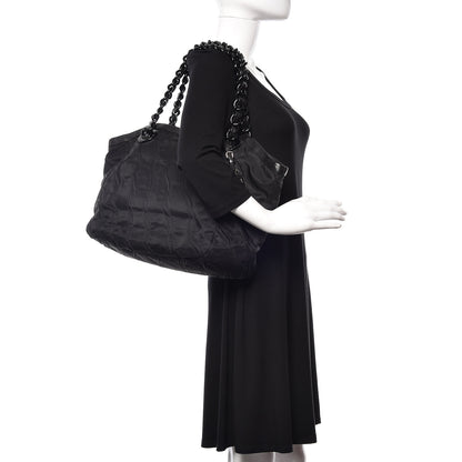 Prada Tessuto Nylon Stripes Tote Black 2 of 9