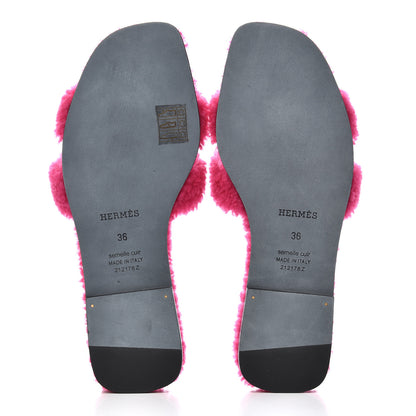 Hermes Woolskin Oran Sandals 36 Rose Fuchsia 5 of 7