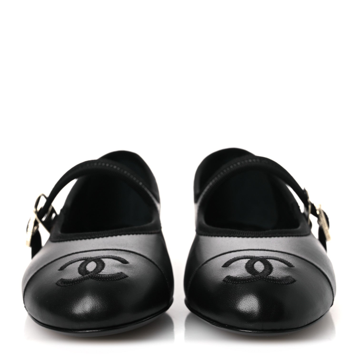 Chanel Lambskin Mary Jane Flats 37.5 Black 3 of 11