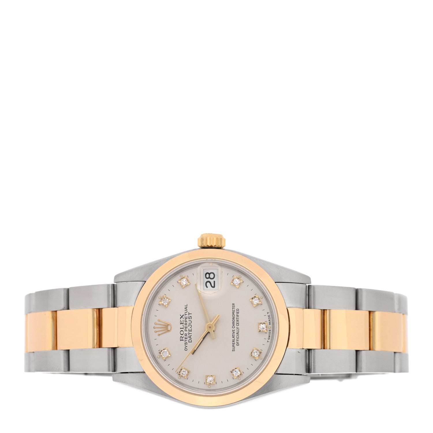 Rolex Stainless Steel 18K Yellow Gold Diamond 31mm Oyster Perpetual Datejust Watch Silver 68243 2 of 4