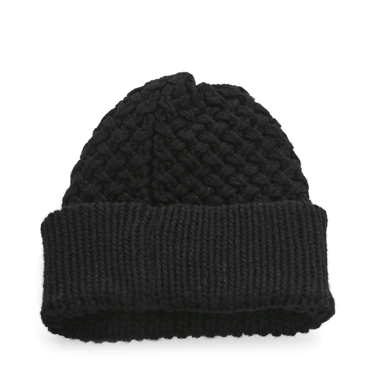 Wool Cashmere CC Beanie Hat Black White