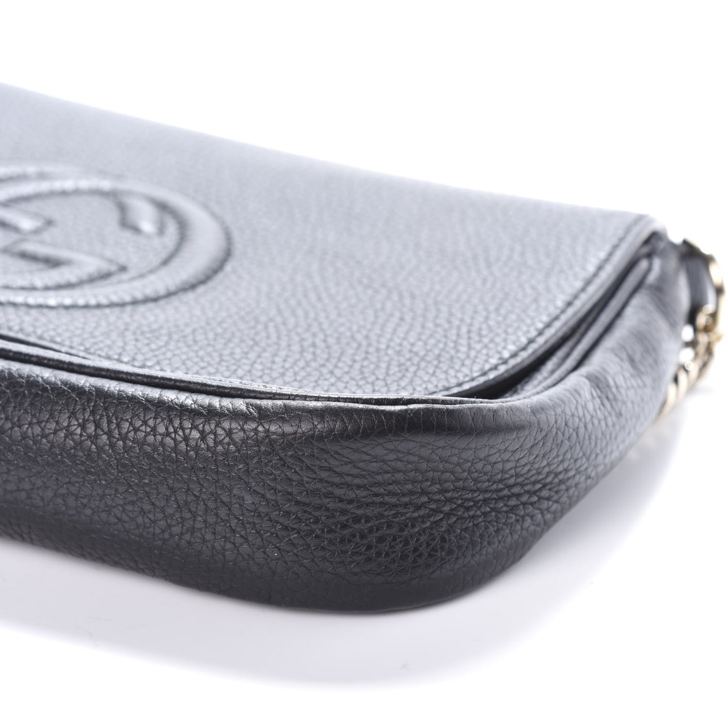 Pebbled Calfskin Medium Soho Flap Crossbody Black