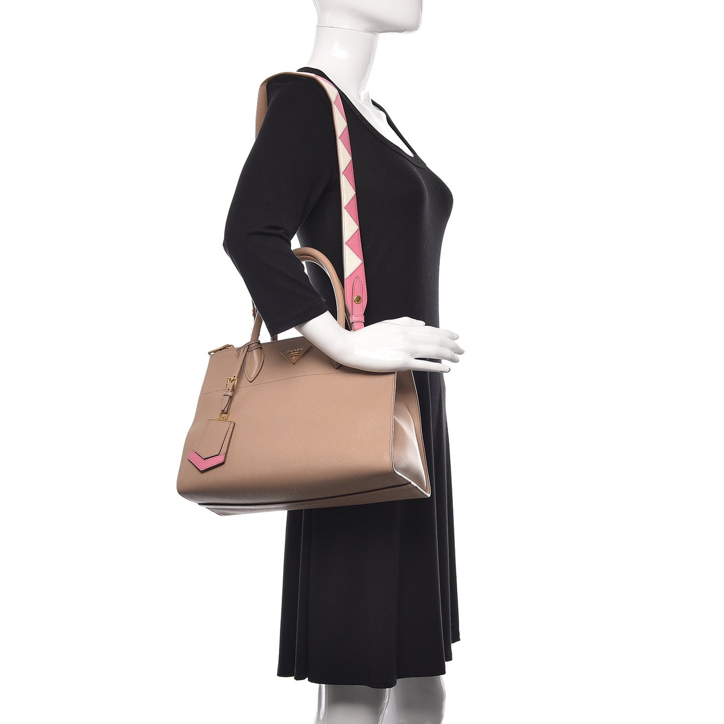 Saffiano City Calfskin Greche Medium Paradigme Bag Cammeo Begonia