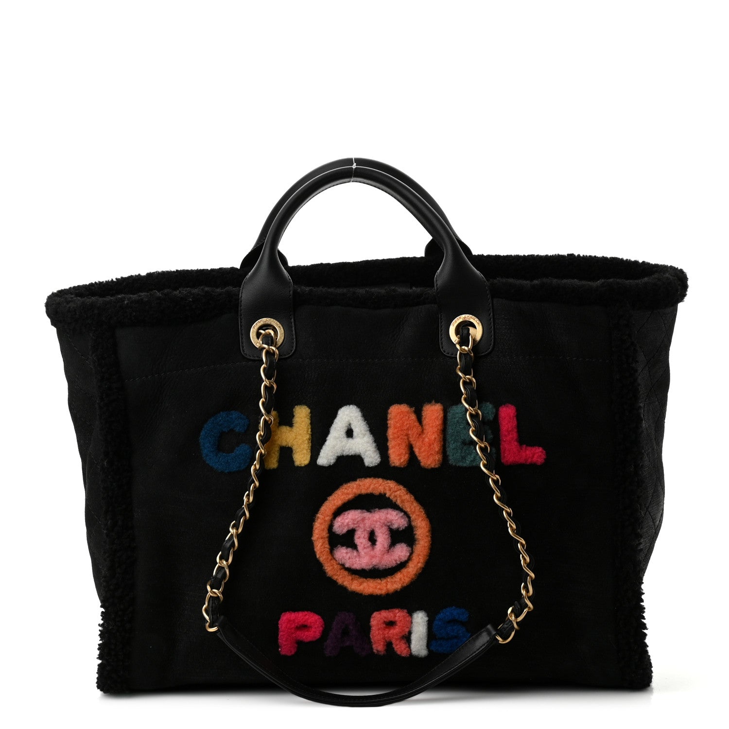 Chanel Shearling Large Deauville Tote Black 1 of 10
