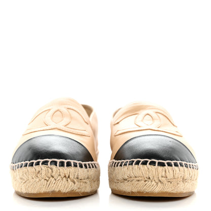 Chanel Lambskin CC Espadrilles 39 Beige Black 2 of 10
