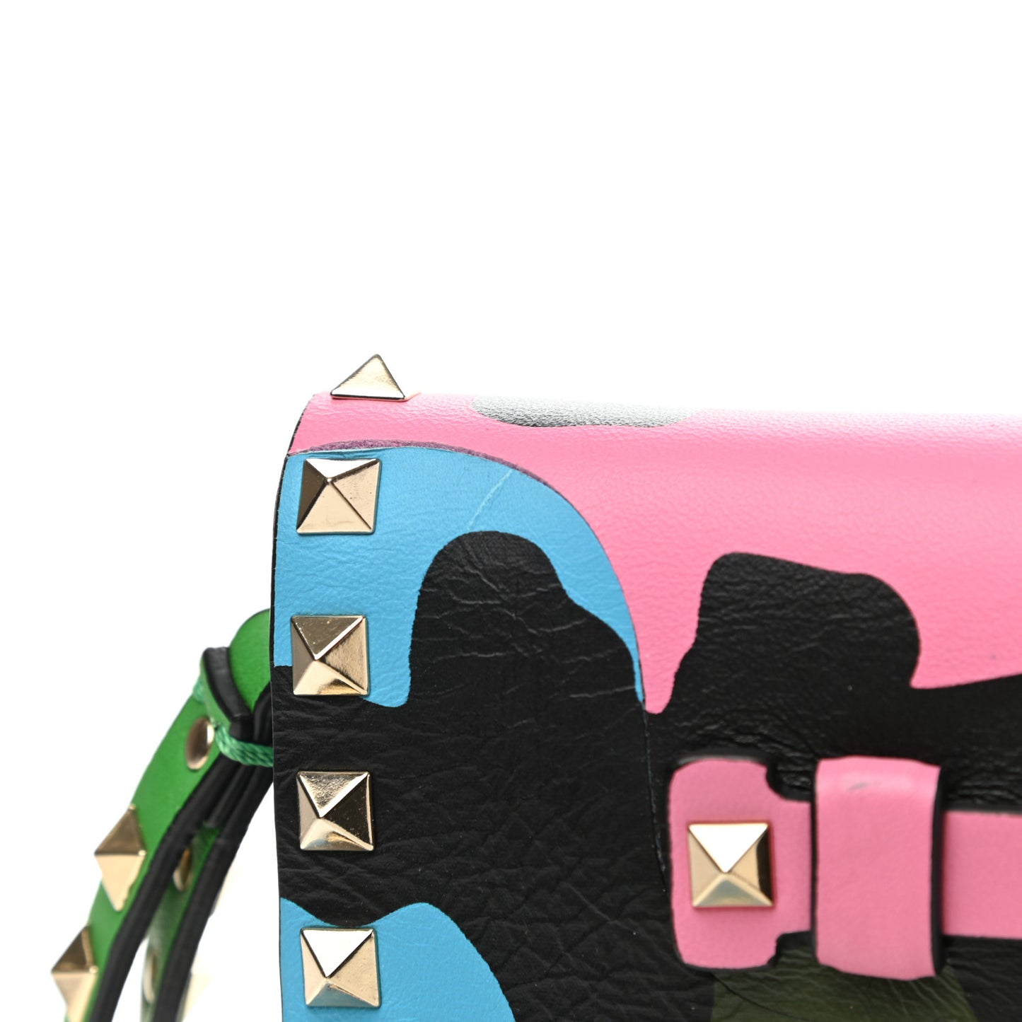 Nappa Canvas Camouflage Rockstud Wristlet Clutch Army Green Ninphea Parrot