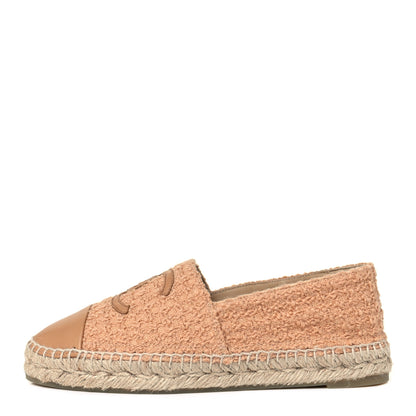 Chanel Tweed Lambskin CC Espadrilles 40 Dark Beige Light Brown 1 of 10