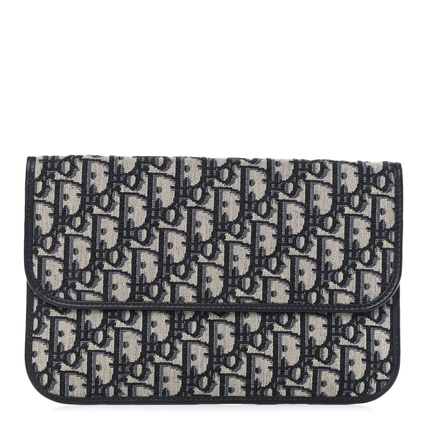 Christian Dior Oblique Flap Pouch Clutch Blue 1 of 4