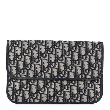 Christian Dior Oblique Flap Pouch Clutch Blue 1 of 4
