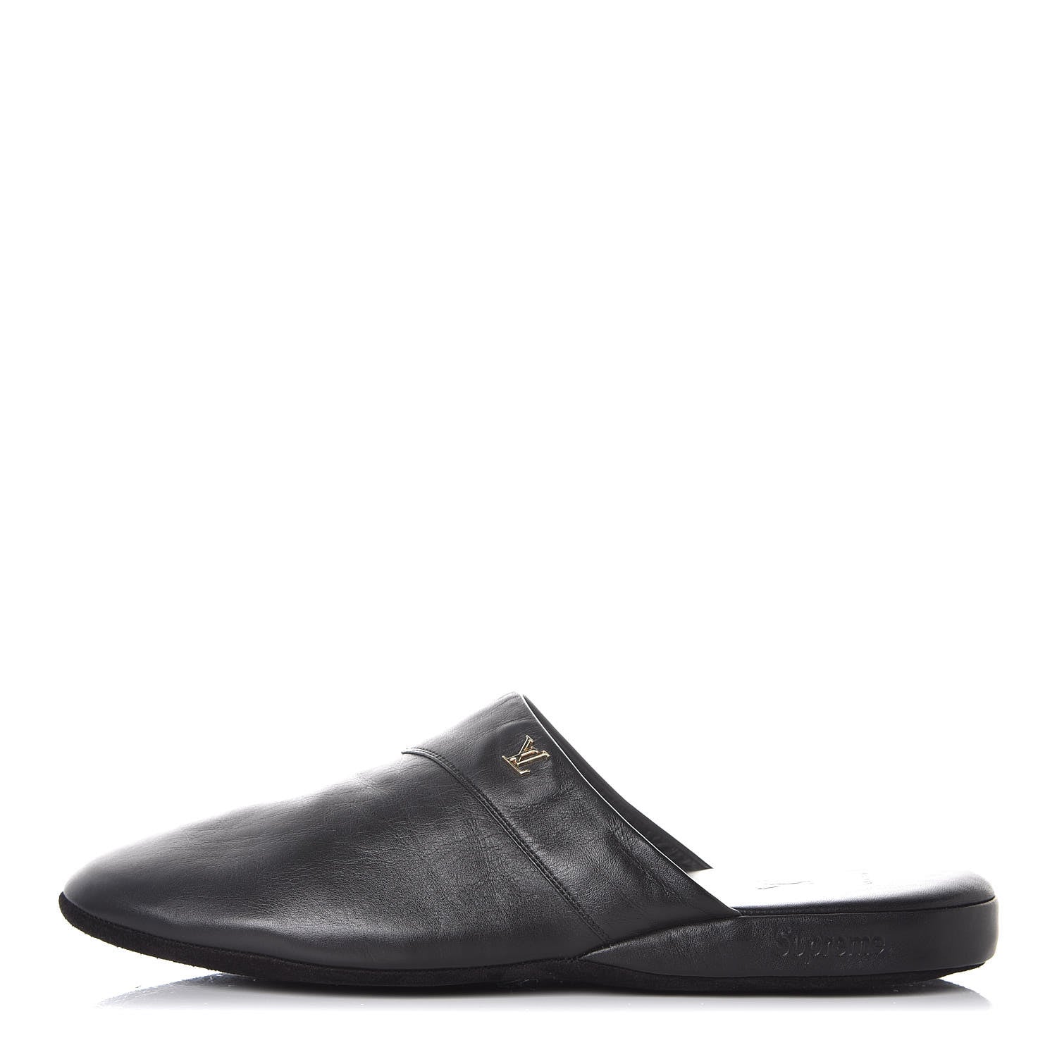 Louis Vuitton X SUPREME Lambskin Mens Hugh Slippers 6 Black 1 of 10
