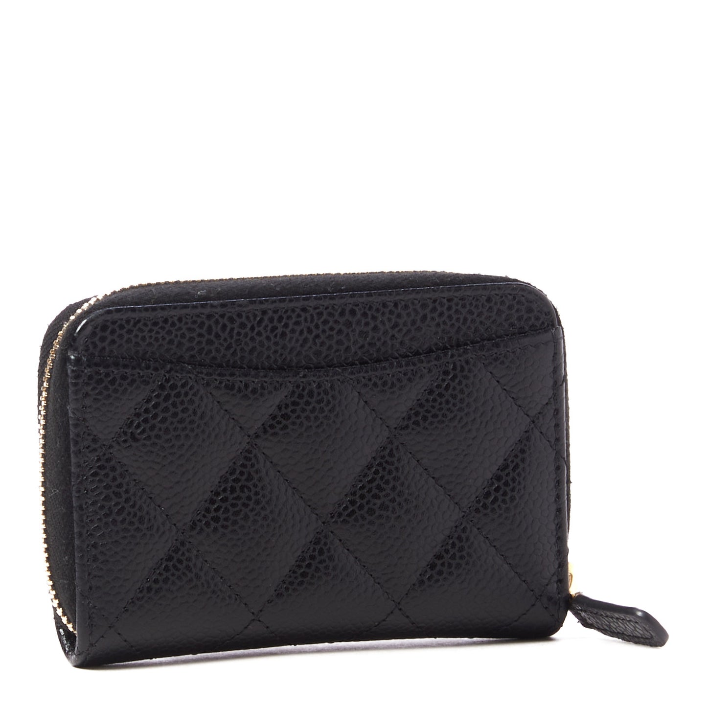 Caviar Quilted Zip Coin Purse Black