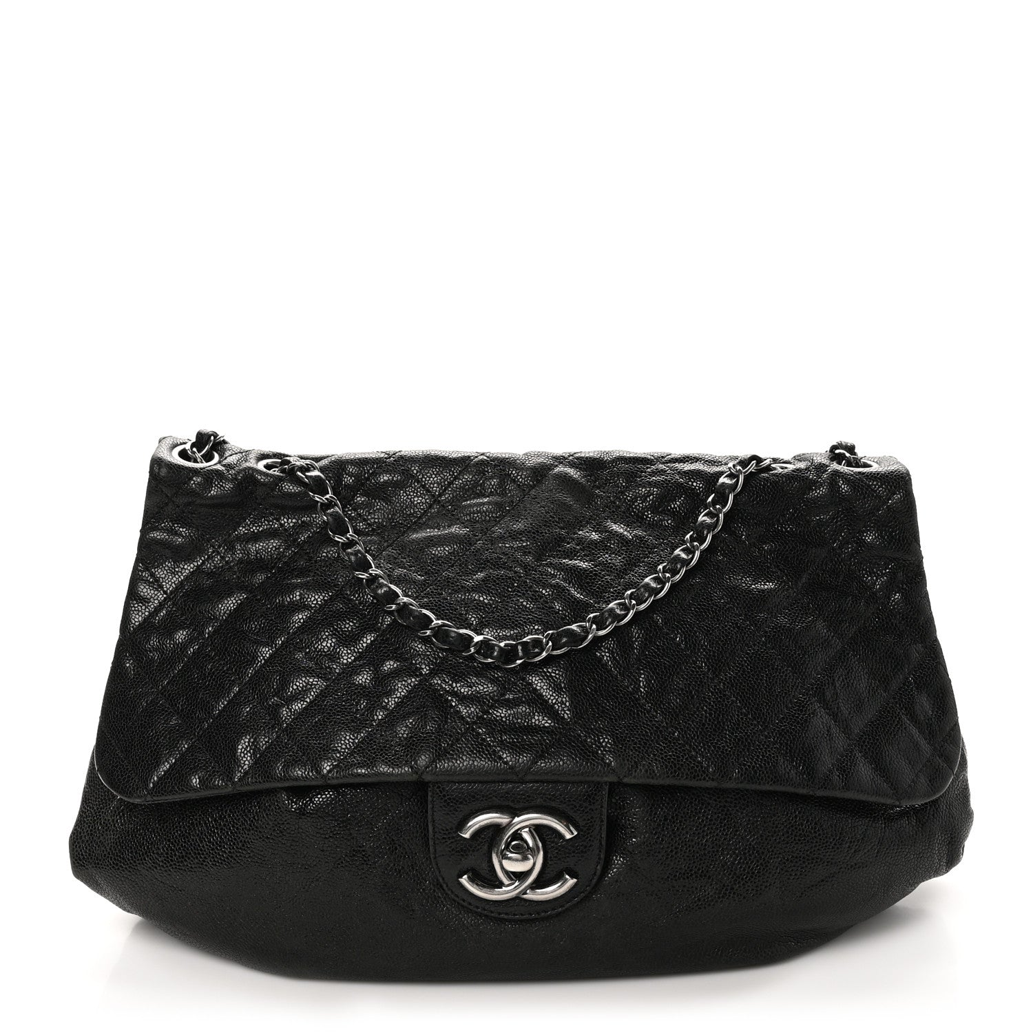 Chanel Crumpled Caviar Quilted Maxi Elastic Flap Black 1 of 10