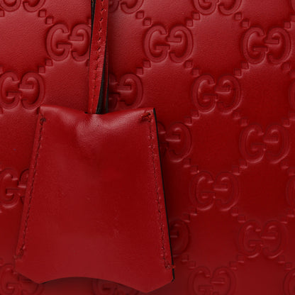 Gucci Guccissima Signature Padlock Double Handle Bag Hibiscus Red 13 of 20