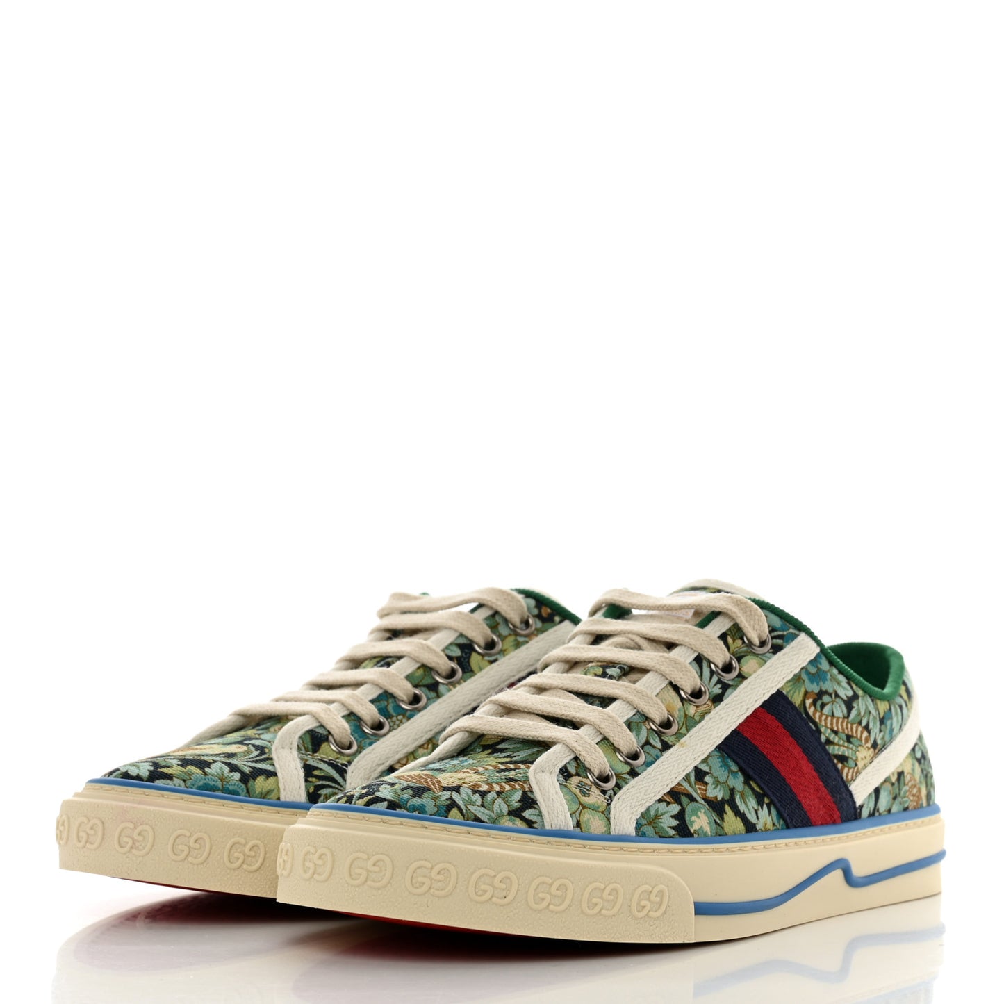 X LIBERTY OF LONDON Canvas Web Floral Print Womens 1977 Tennis Sneakers 37.5 Carta Acquamarine Navy Mystic White