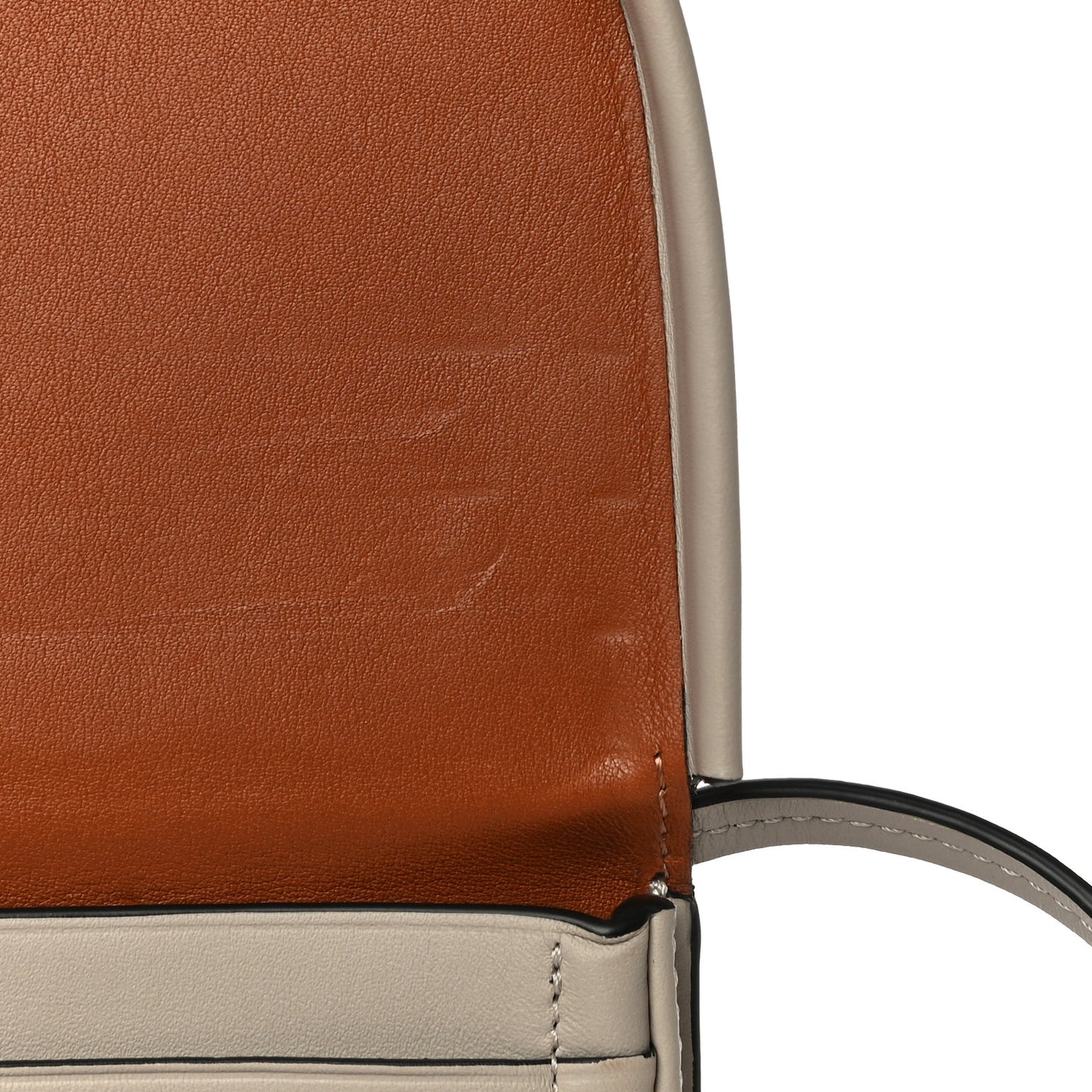 Buffed Calfskin Logo Embossed Small Heel Pouch Light Oat Tan
