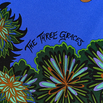 Hermes Silk The Three Graces Scarf 90 Bleu Vif Marron Vert 3 of 6
