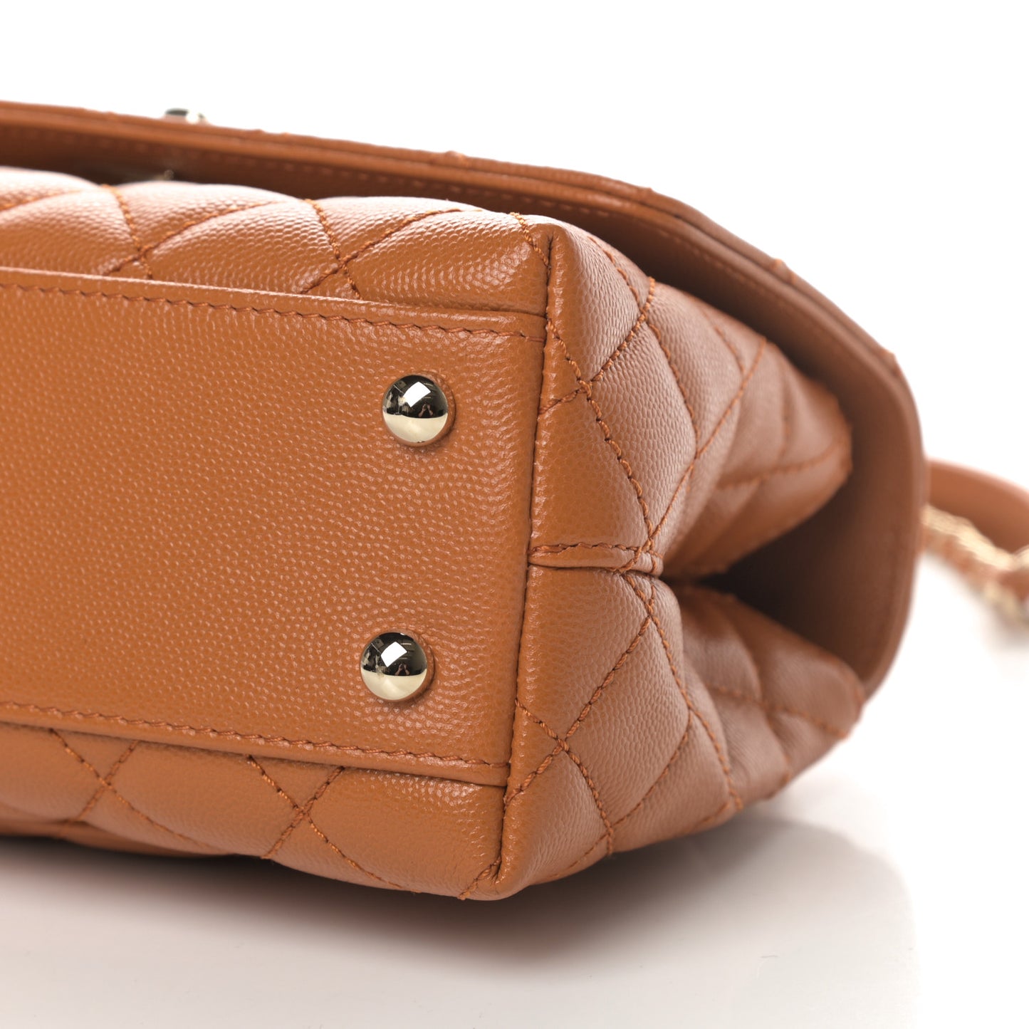 Caviar Quilted Mini Coco Handle Flap Light Brown