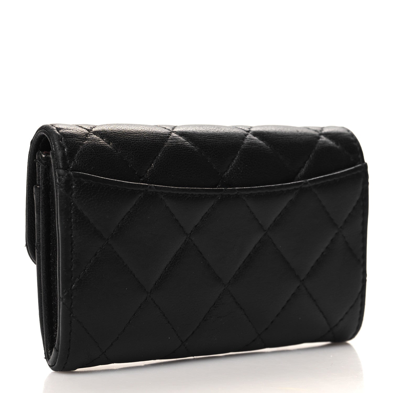 Chanel Lambskin Quilted Flap Card Holder Wallet Black 3 of 8