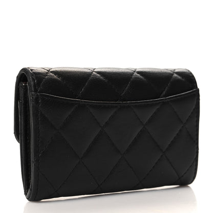 Chanel Lambskin Quilted Flap Card Holder Wallet Black 3 of 8