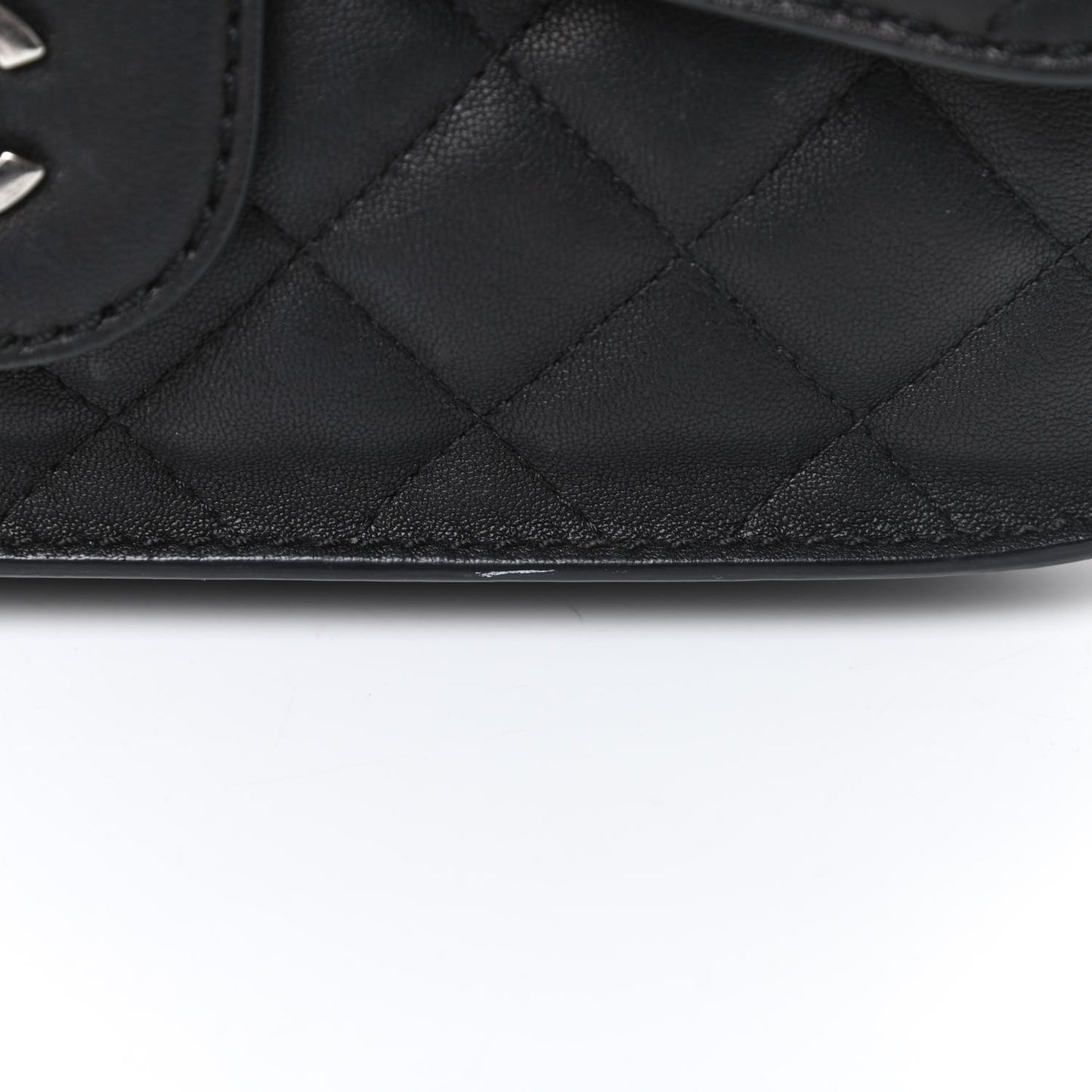 Lambskin Quilted Large Natural CC Flap Black
