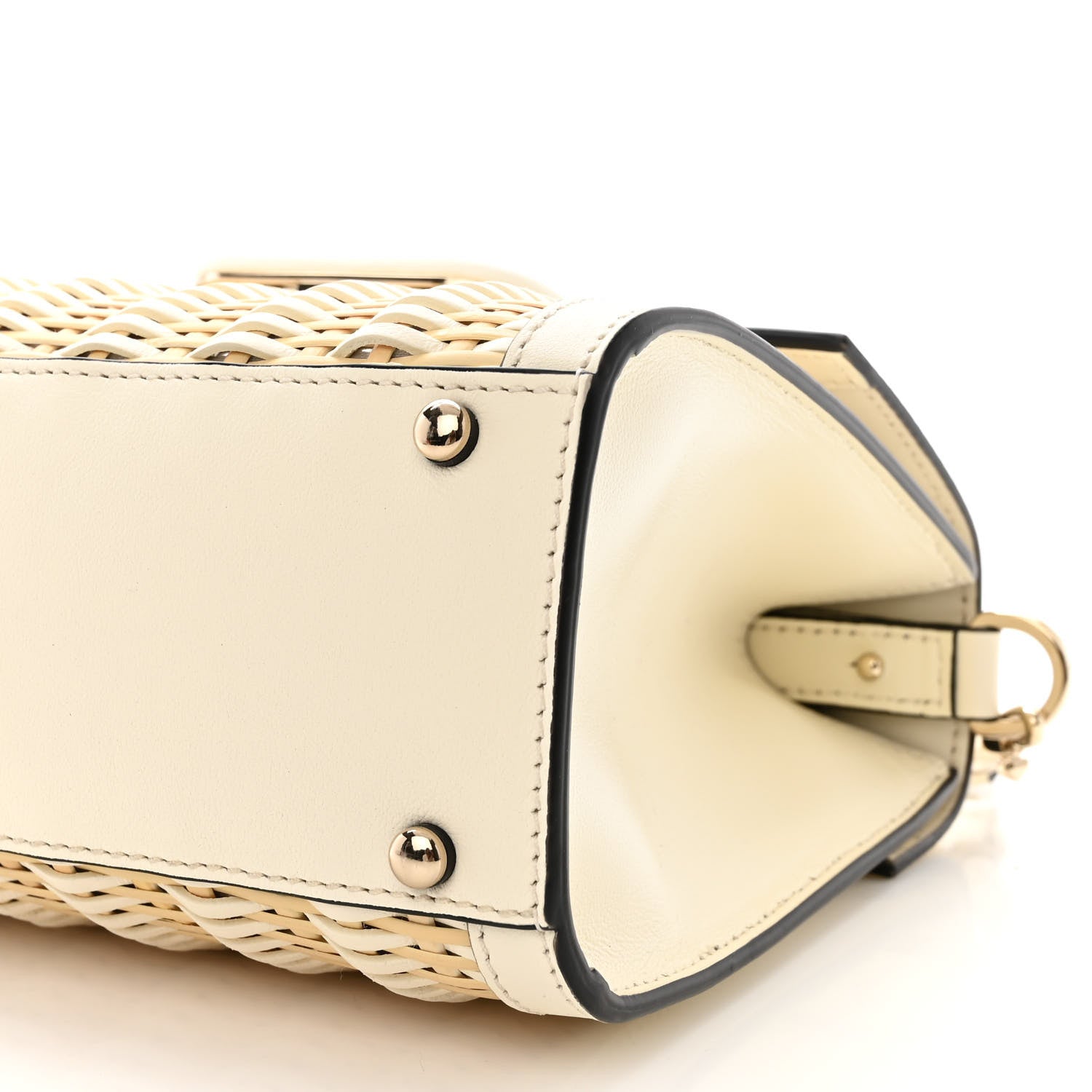 Valentino Garavani Wicker Calfskin Small VSling Top Handle Bag Natural White 9 of 11