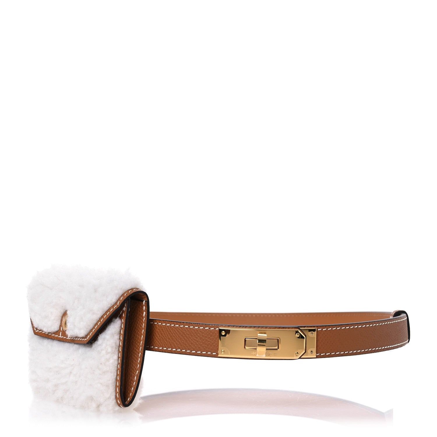 Hermes Epsom Teddy Kelly Pocket Belt Gold Ecru 1 of 8