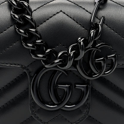 Gucci Calfskin Matelasse Monochrome GG Marmont Chain Mini Belt Bag Black 7 of 9