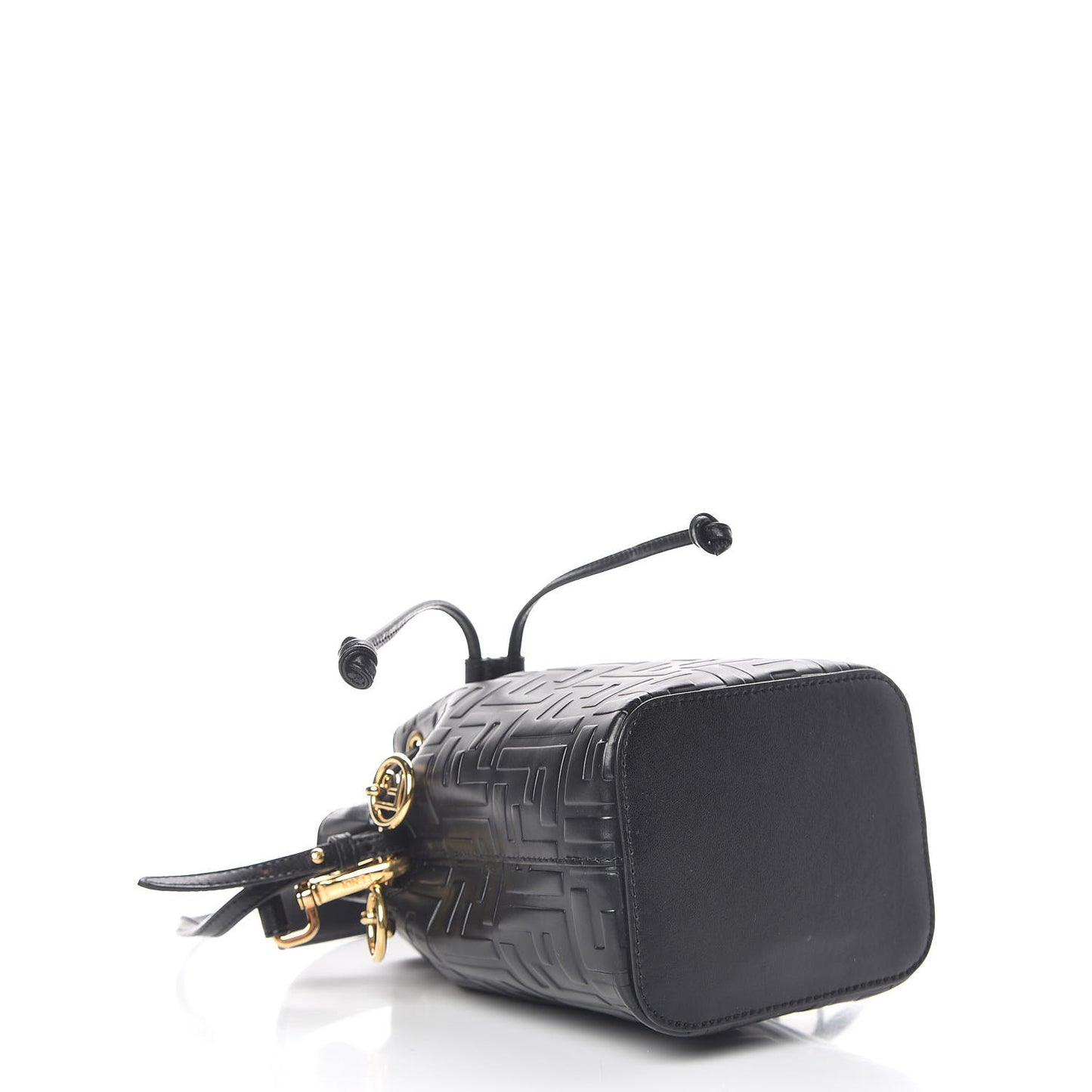 Vitello Liberty F is Fendi FF 1974 Embossed Mini Mon Tresor Bucket Bag Black