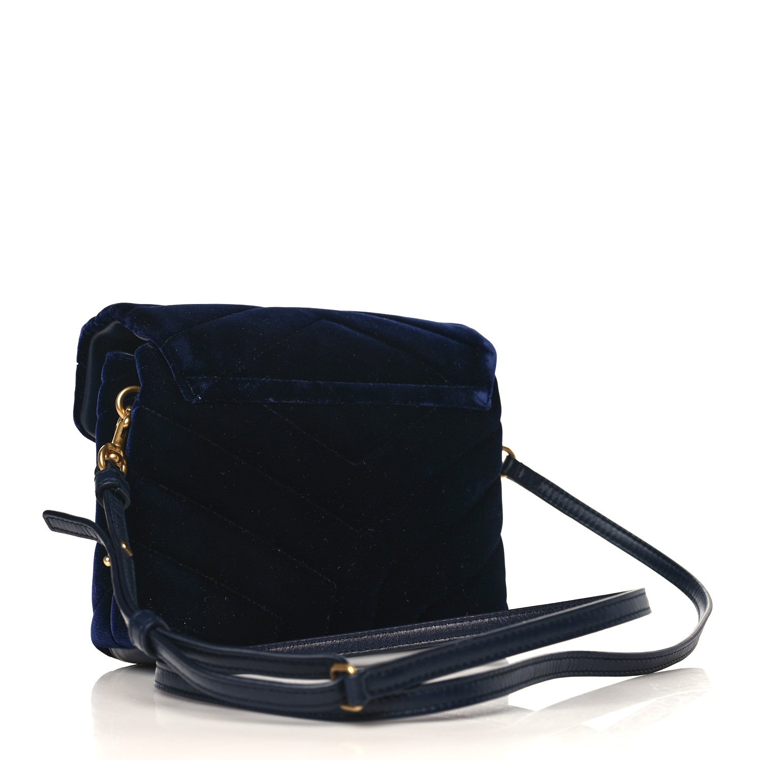 Saint Laurent Velvet Y Quilted Monogram Toy Loulou Crossbody Bag Deep Marine 3 of 10