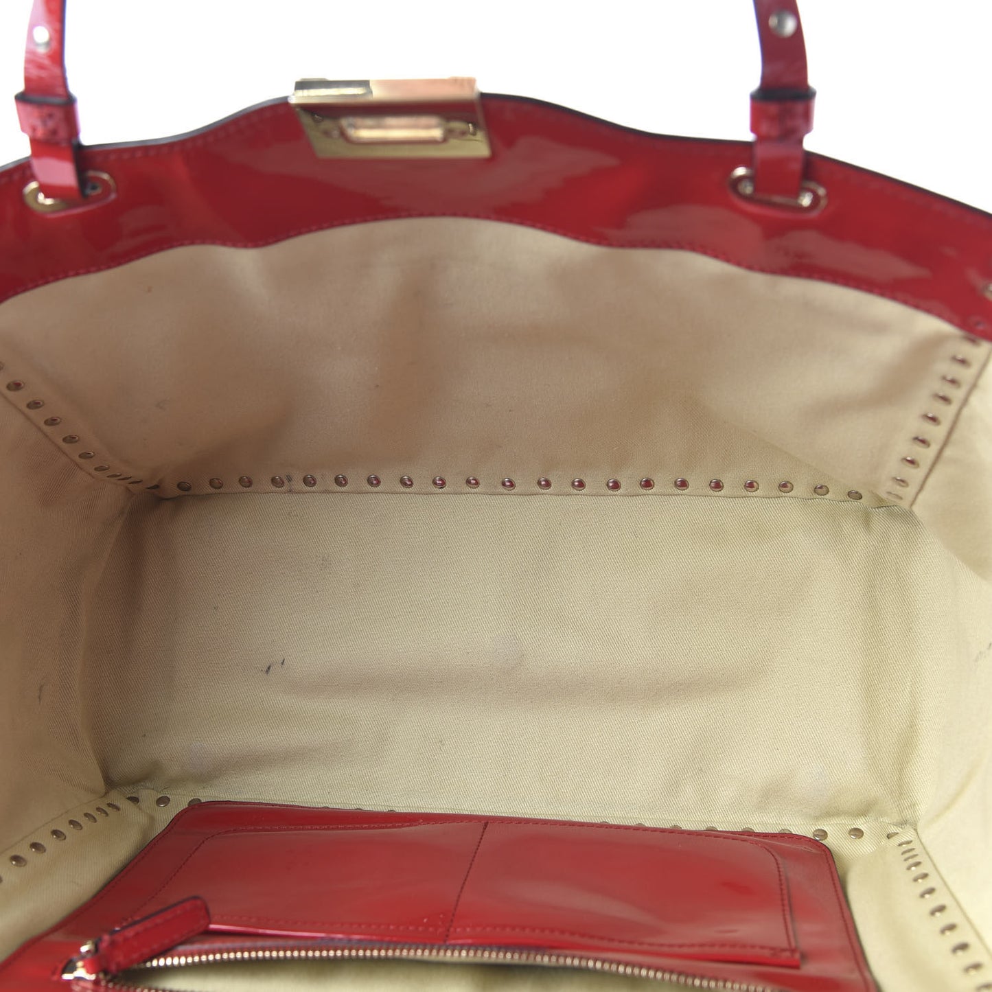 Patent Monochrome Medium Rockstud Tote Rosso Valentino