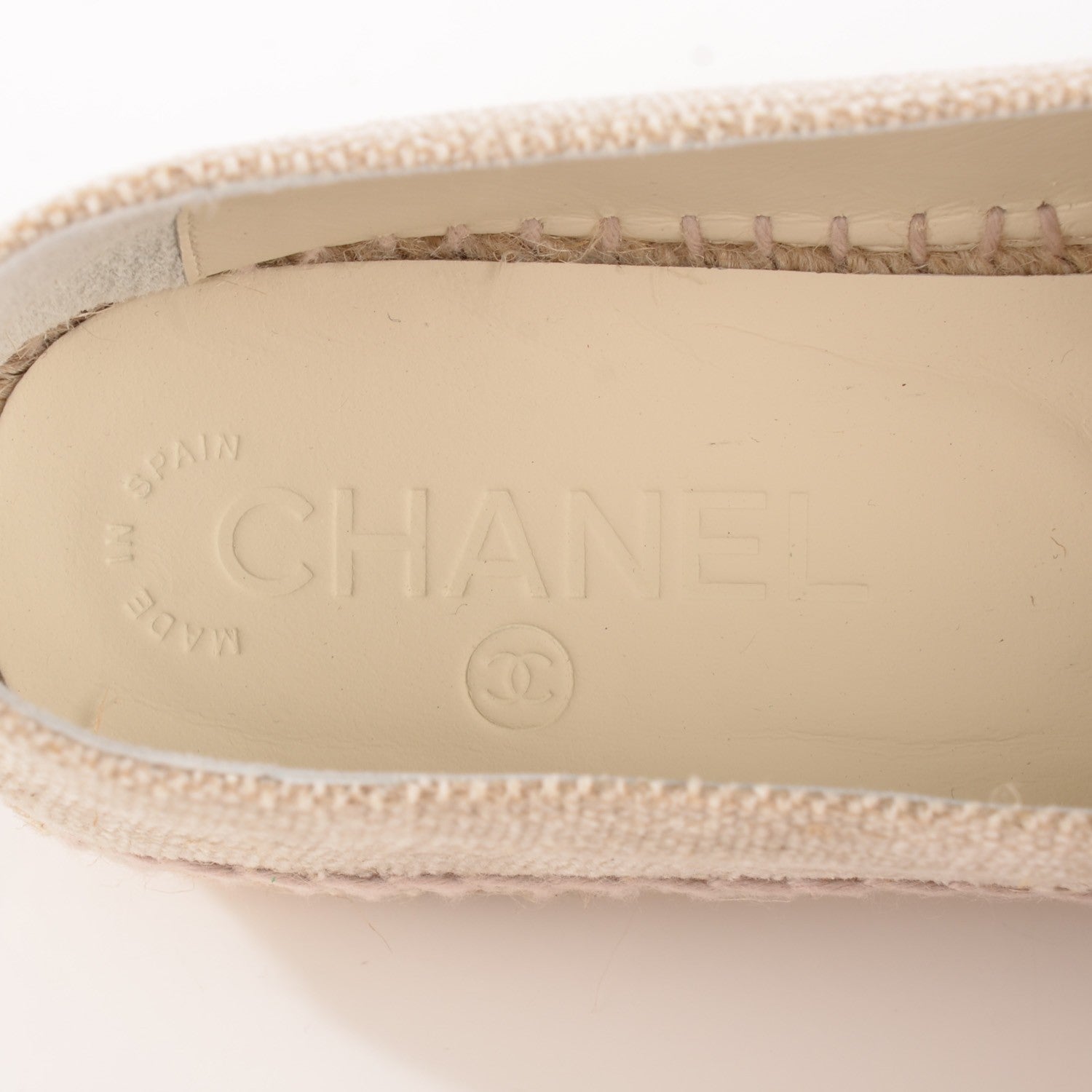 Chanel Toile Sequin CC Espadrilles 38 Beige Black 10 of 10