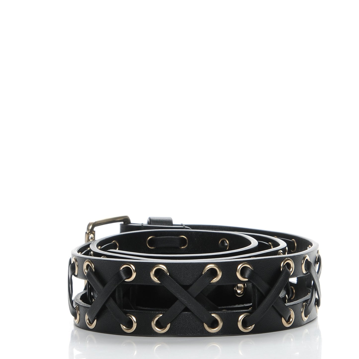Calfskin Cross Stitch Grommet Belt 80 32 Black