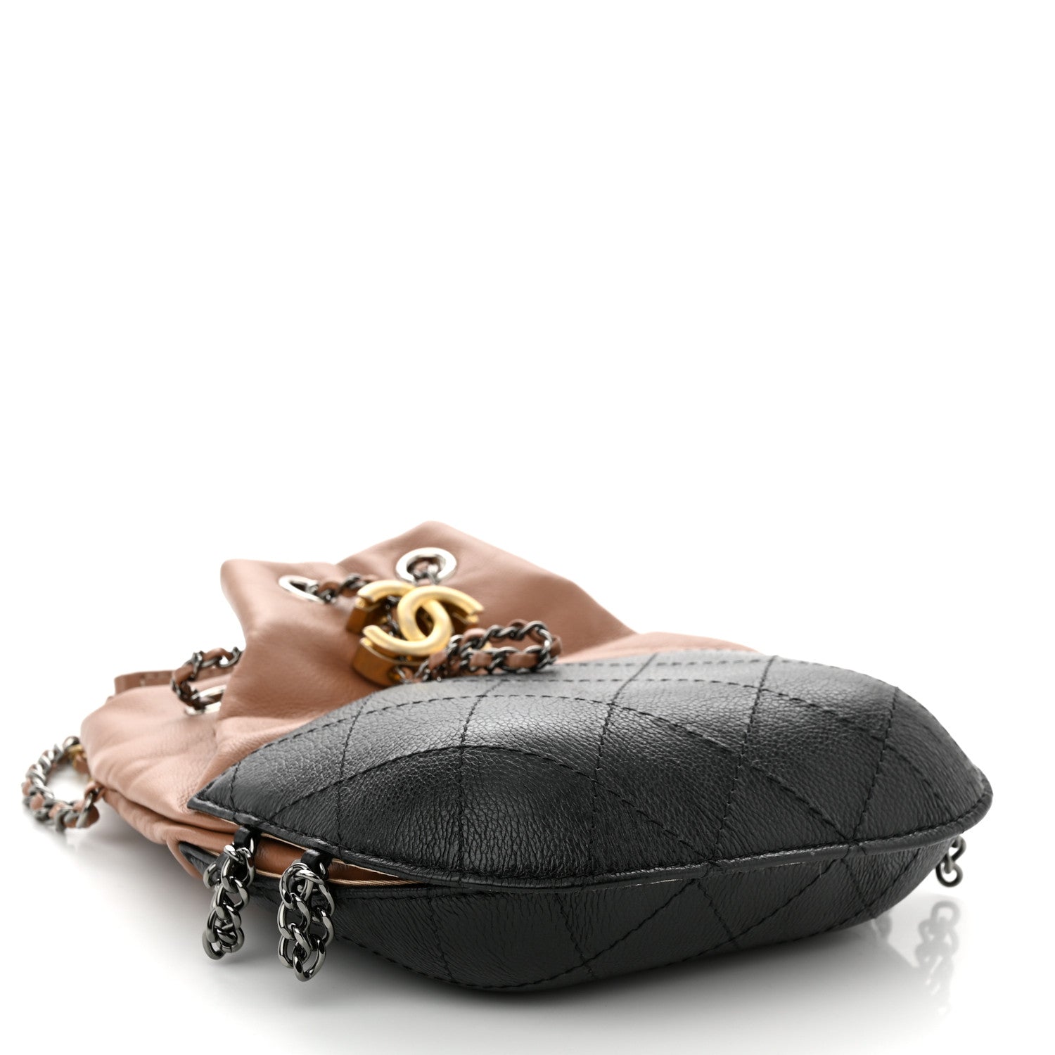 Chanel Calfskin Quilted Small Gabrielle Bucket Beige Black 4 of 10