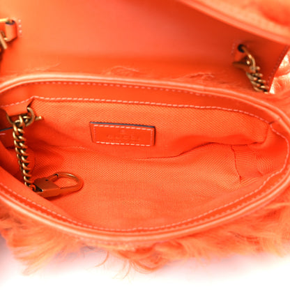 Gucci Shearling Matelasse Super Mini GG Marmont Shoulder Bag Orange 5 of 10
