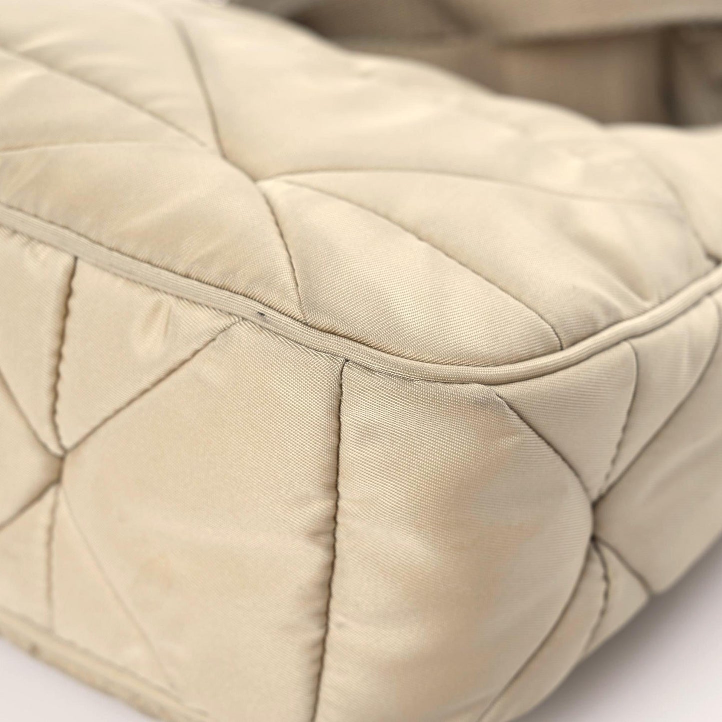 Re-Nylon Triangle Quilted Padded Patchwork System Shoulder Bag Deserto