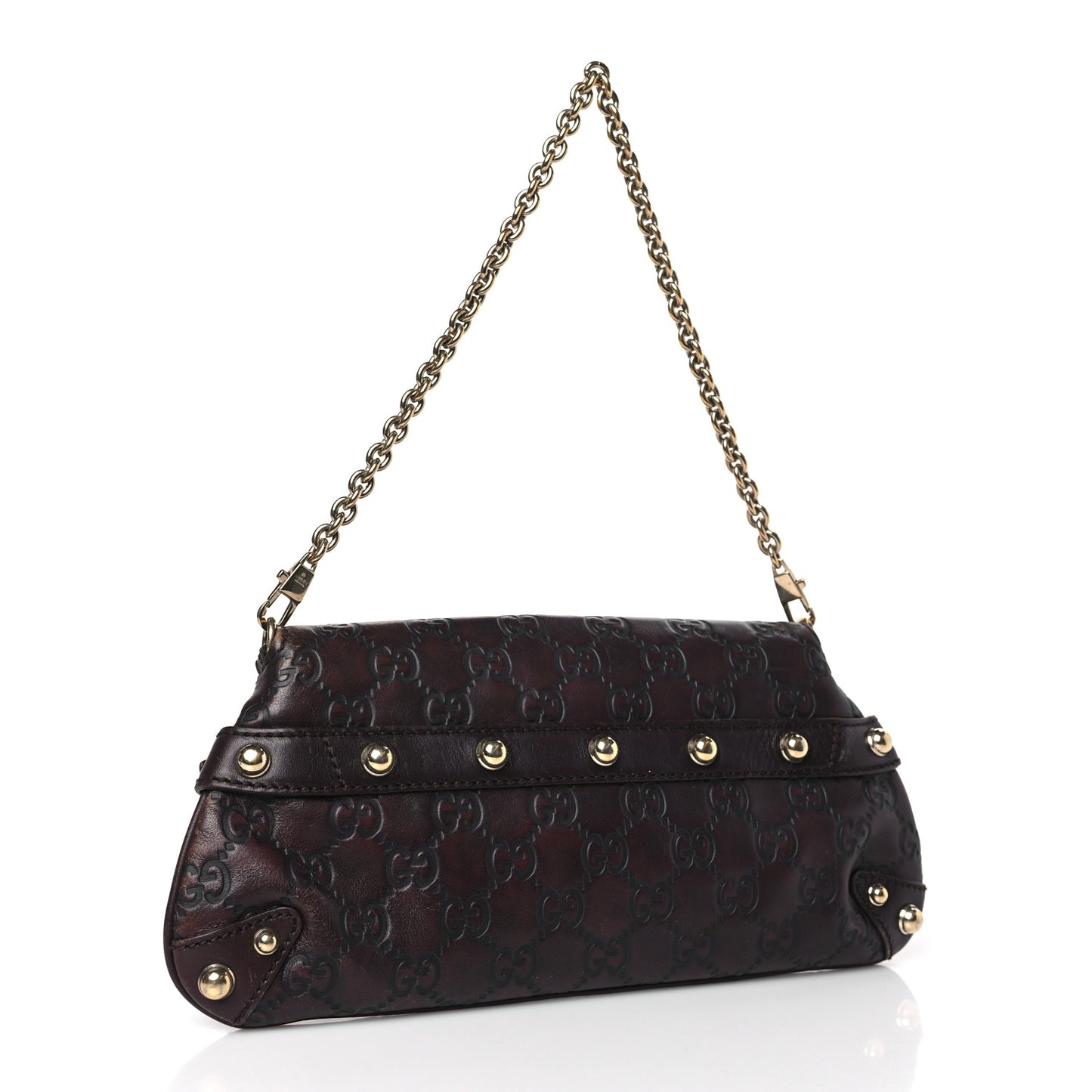 Guccissima Small Horsebit Chain Clutch Chocolate